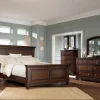 Porter Panel Bed, Dresser, Mirror & Nightstand In Rustic Brown, Queen