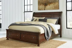 Porter Sleigh Bed W/ Storage In Rustic Brown, Queen