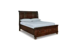 Porter Sleigh Bed W/ Storage In Rustic Brown, Queen