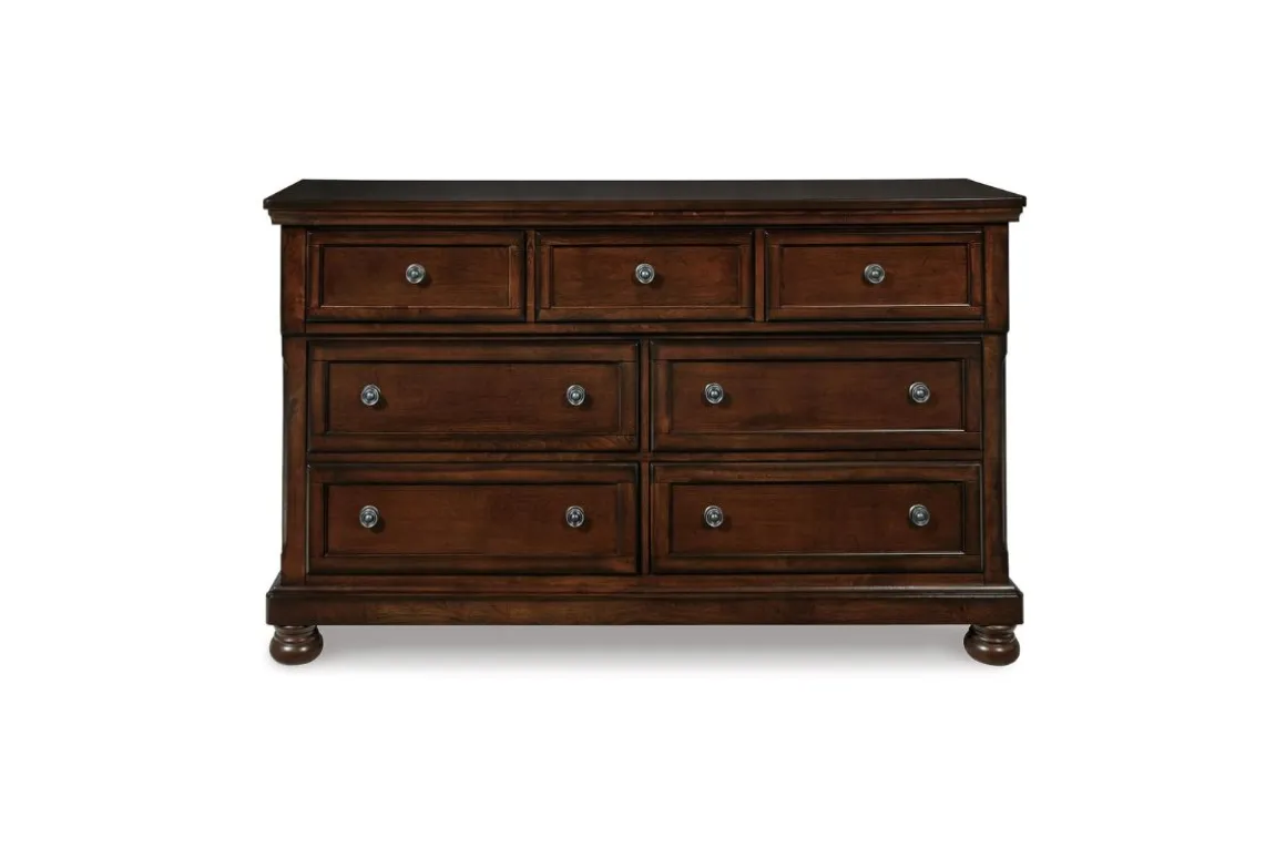 Porter Storage Bed, Dresser, Mirror, Nightstand In Rustic Brown, Queen