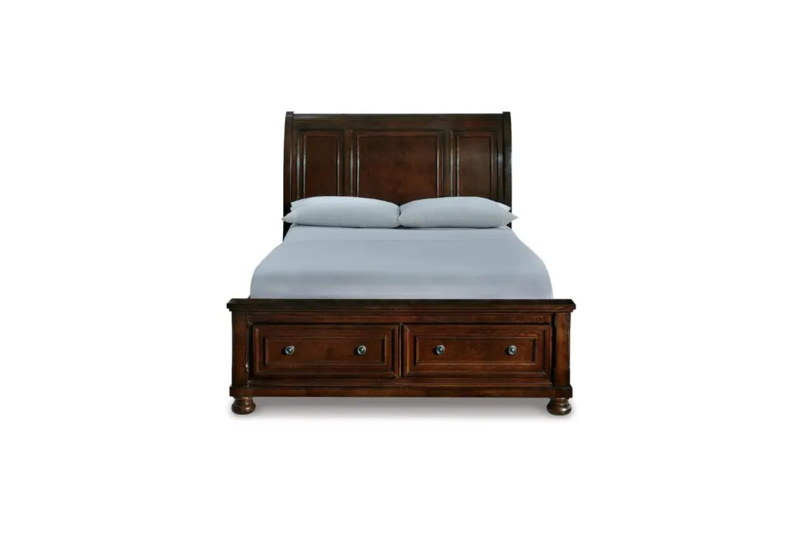 Porter Storage Bed, Dresser, Mirror, Nightstand In Rustic Brown, Queen