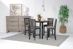 Potomac Round Counter Height Dining Table & 4 Stools In Brown/Black