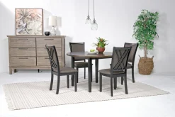 Potomac Round Dining Table & 4 Chairs In Brown / Black