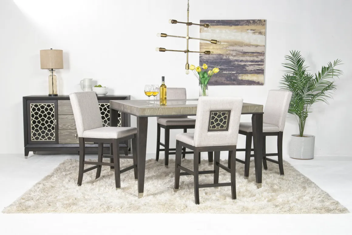 Proximity Counter Height Dining Table & 4 Stools In Gray Oak