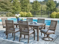 Rainier Outdoor Dining Table & 6 Chairs In Brown/Beige