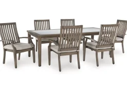 Rainier Outdoor Dining Table & 6 Chairs In Brown/Beige