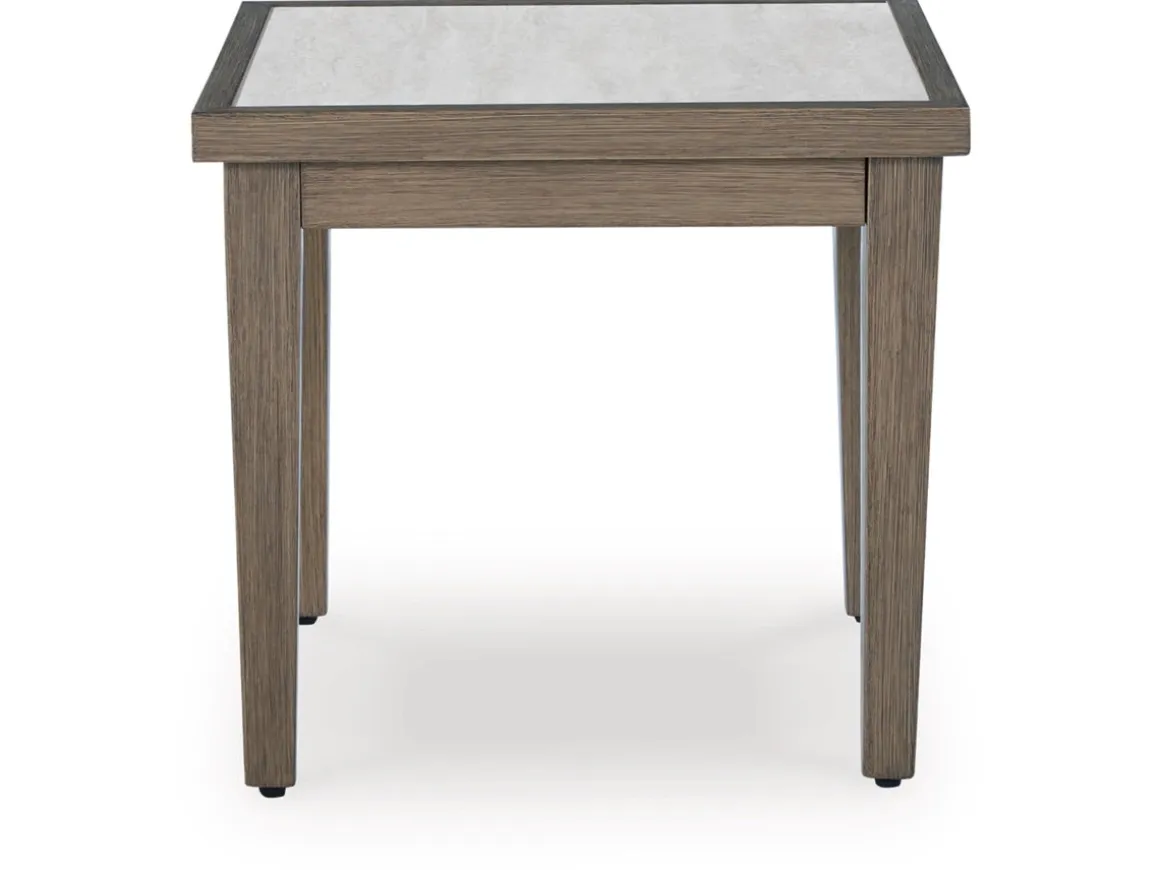 Rainier Outdoor End Table In Brown/Beige