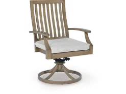 Rainier Outdoor Swivel Chair In Brown/Beige, Set Of 2