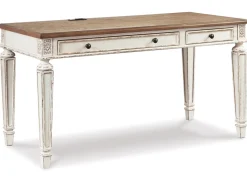 Realyn Office Desk W/ Usb Charging In White/Brown