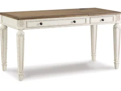 Realyn Office Desk W/ Usb Charging In White/Brown