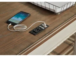 Realyn Office Desk W/ Usb Charging In White/Brown