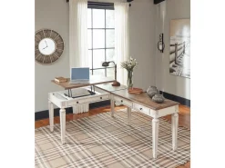 Realyn Office Desk W/ Usb Charging In White/Brown