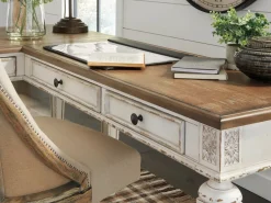 Realyn Office Desk W/ Usb Charging In White/Brown