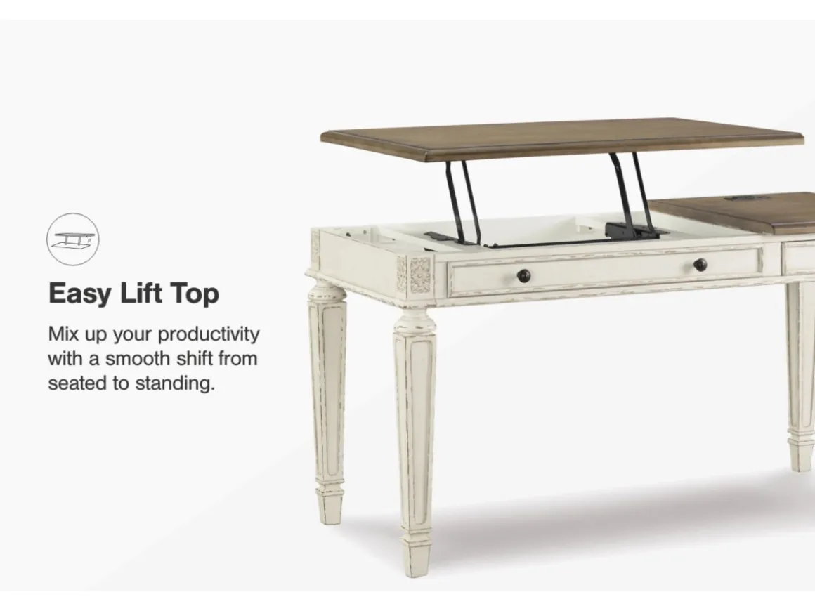 Realyn Office Desk W/ Usb Charging In White/Brown