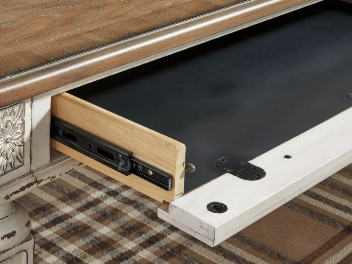 Realyn Office Desk W/ Usb Charging In White/Brown