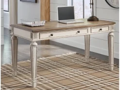 Realyn Office Desk W/ Usb Charging In White/Brown