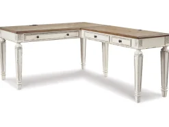 Realyn Office Desk W/ Usb Charging In White/Brown