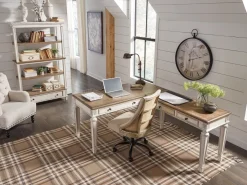 Realyn Office Desk W/ Usb Charging In White/Brown