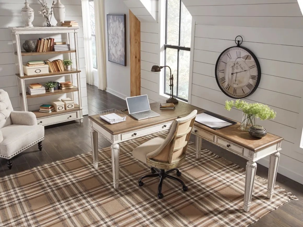 Realyn Office Desk W/ Usb Charging In White/Brown