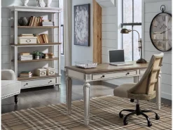 Realyn Office Desk W/ Usb Charging In White/Brown