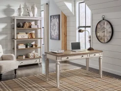 Realyn Office Desk W/ Usb Charging In White/Brown