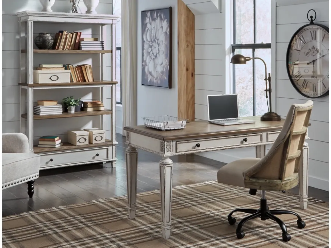 Realyn Office Desk W/ Usb Charging In White/Brown