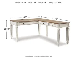 Realyn Office Desk W/ Usb Charging In White/Brown