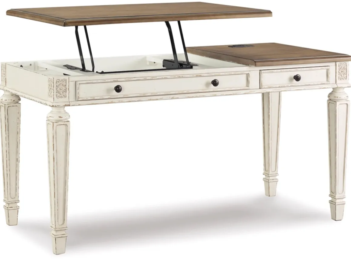 Realyn Office Desk W/ Usb Charging In White/Brown