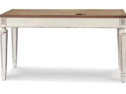 Realyn Office Desk W/ Usb Charging In White/Brown