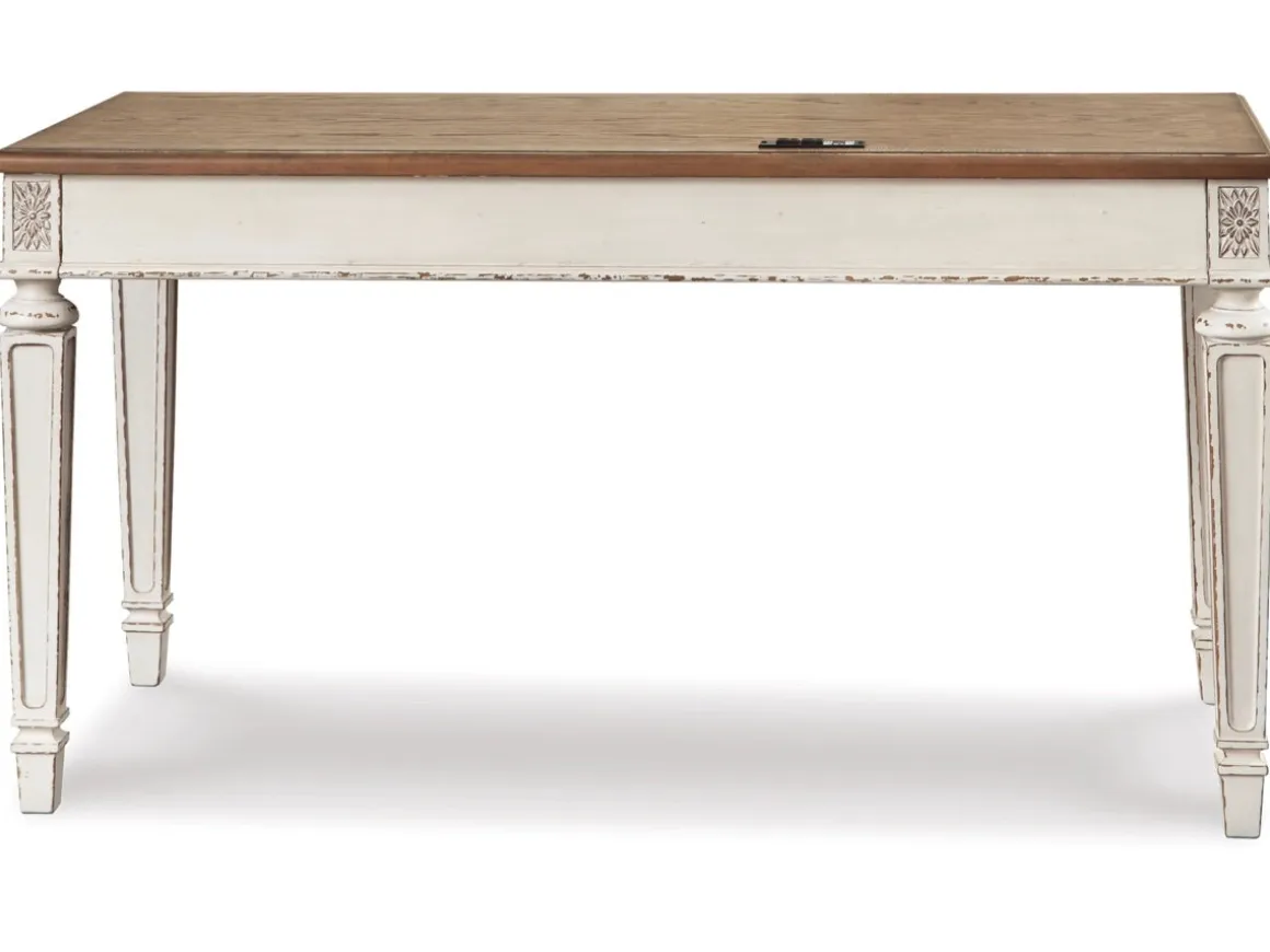 Realyn Office Desk W/ Usb Charging In White/Brown