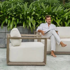 Remsen Outdoor Lounge Chair In Brown