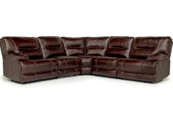 Retreat 5 Piece Power Sectional W/ Power Armless Recliner In Cognac Leather