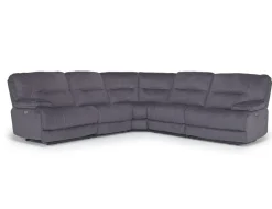 Retreat 5 Piece Power Sectional W/ Power Armless Recliner In Cognac Leather