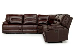 Retreat 5 Piece Power Sectional W/ Power Armless Recliner In Cognac Leather