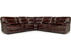 Retreat 7 Piece Power Sectional In Cognac Leather