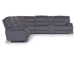Retreat 7 Piece Power Sectional W/ Power Armless Recliner In Charcoal
