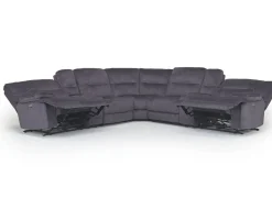 Retreat 7 Piece Power Sectional W/ Power Armless Recliner In Charcoal