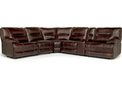 Retreat 6 Piece Power Sectional In Cognac Leather