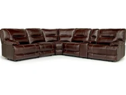 Retreat 6 Piece Power Sectional W/ Power Armless Recliner In Cognac Leather