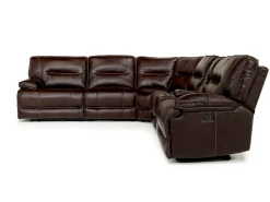 Retreat 6 Piece Power Sectional W/ Power Armless Recliner In Cognac Leather