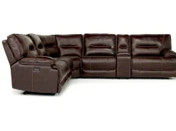 Retreat 6 Piece Power Sectional W/ Power Armless Recliner In Cognac Leather