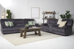 Retreat Power Console Loveseat In Charcoal
