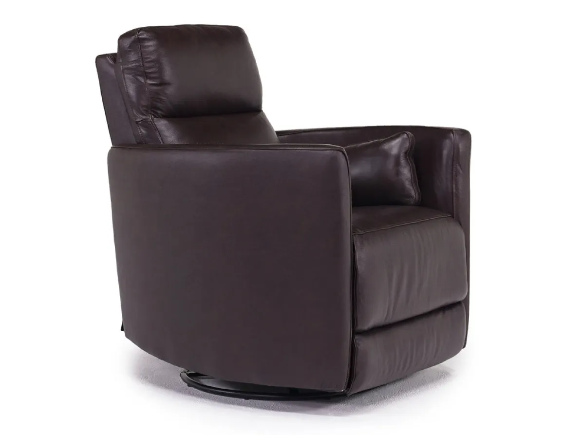 Retreat Swivel Gliding Recliner In Brown Leather