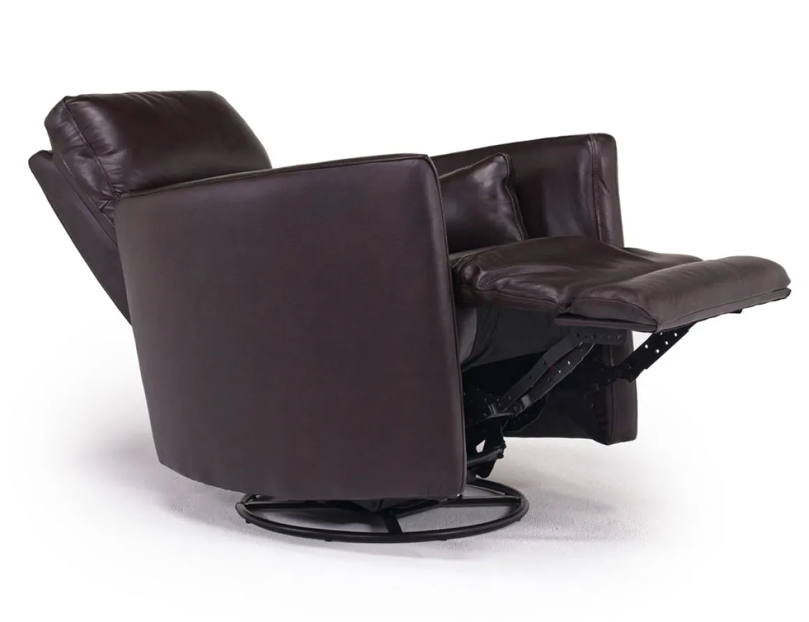 Retreat Swivel Gliding Recliner In Brown Leather