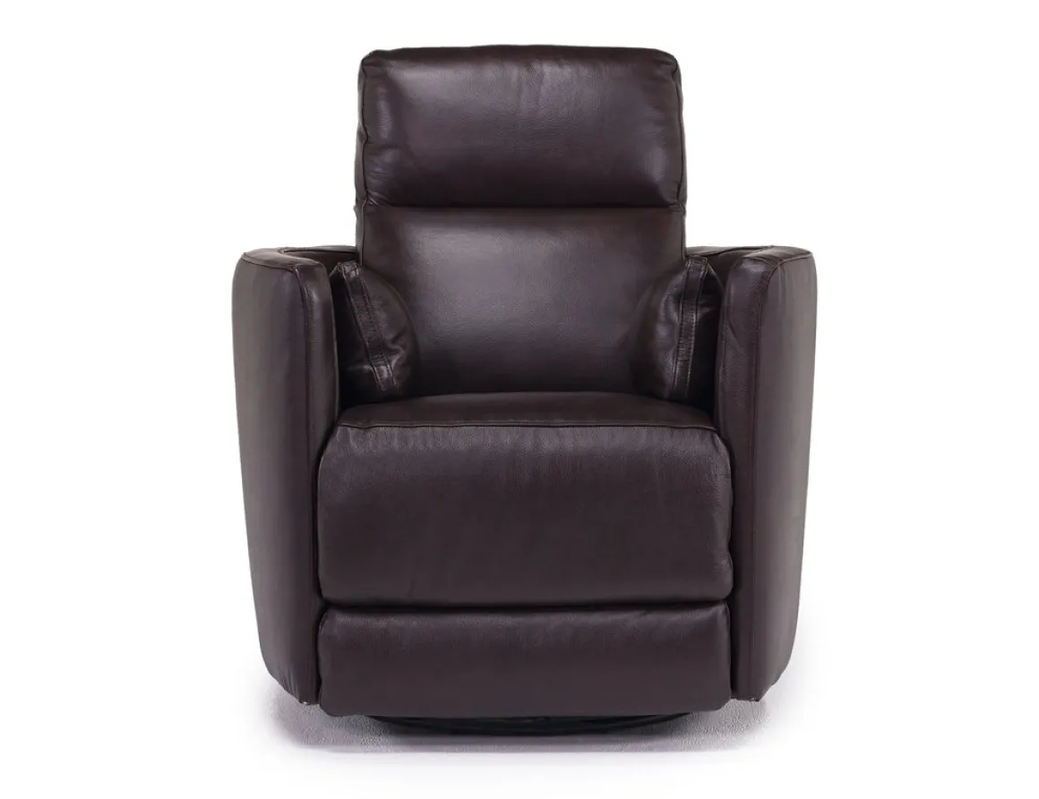 Retreat Swivel Gliding Recliner In Brown Leather