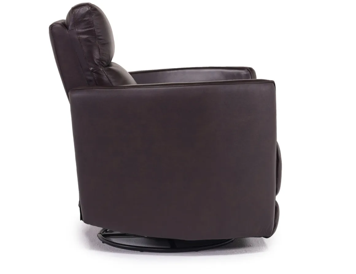 Retreat Swivel Gliding Recliner In Brown Leather