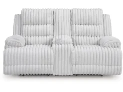 Rhine Falls Power Console Loveseat In Alloy