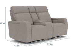 Rhys 2 Power Console Loveseat In Gray