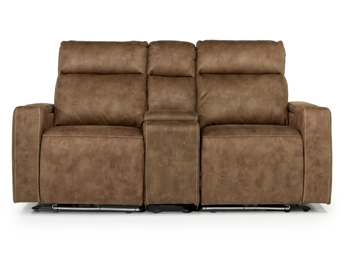 Rhys 2 Power Console Loveseat In Gray