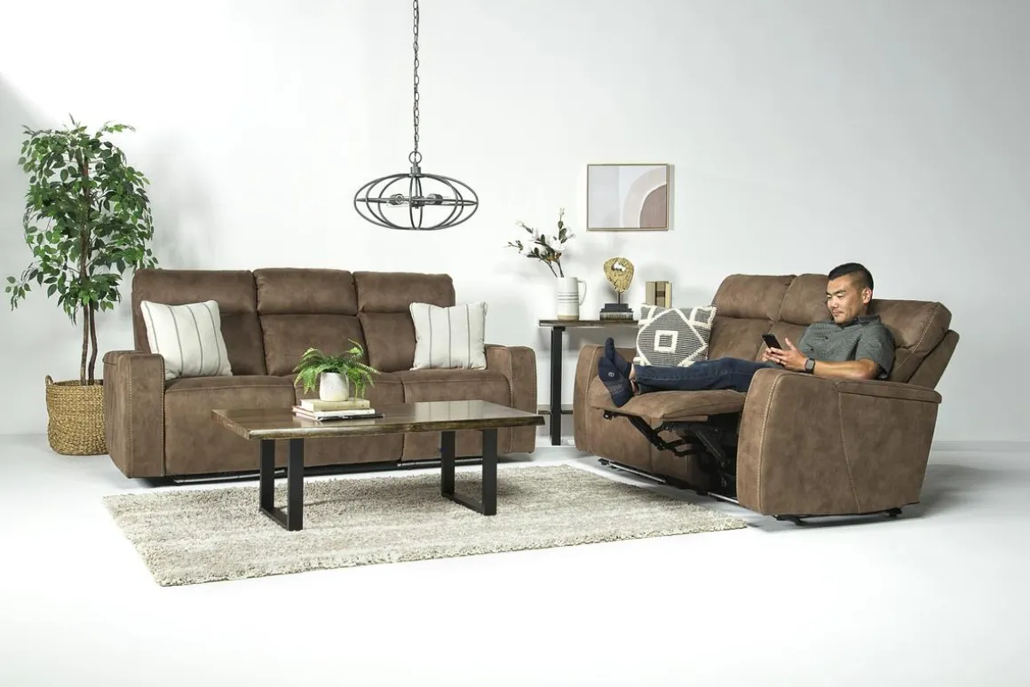 Rhys 2 Power Console Loveseat In Gray